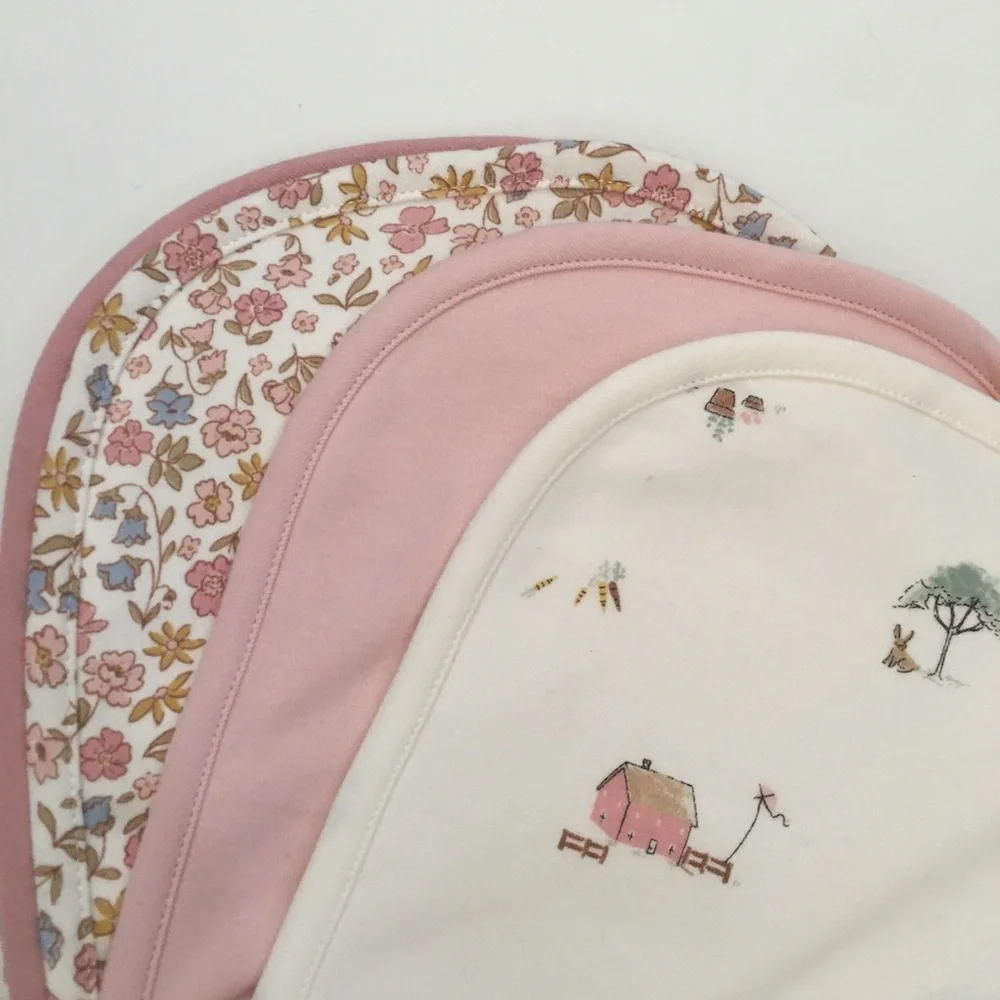 Carter's Baby Girls' Pink & Cream Printed Burp Cloths Set of 3 NEW